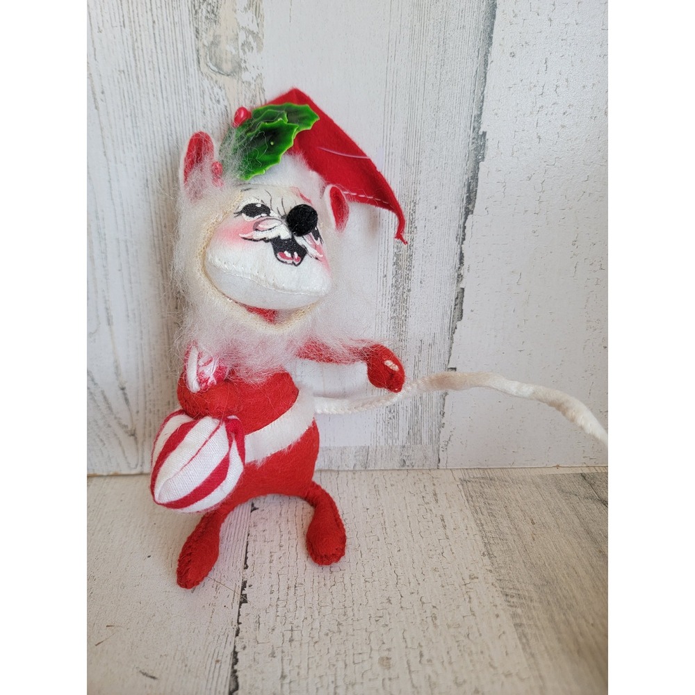 Annalee vintage mouse Santa Claus gift bag plush Xmas home decor figure